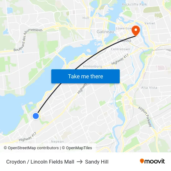 Croydon / Lincoln Fields Mall to Sandy Hill map