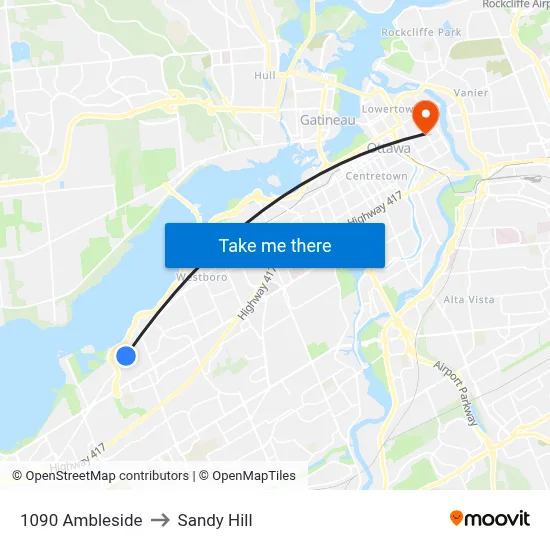 1090 Ambleside to Sandy Hill map