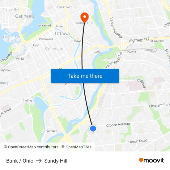 Bank / Ohio to Sandy Hill map