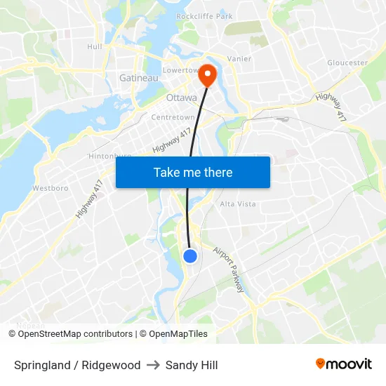Springland / Ridgewood to Sandy Hill map