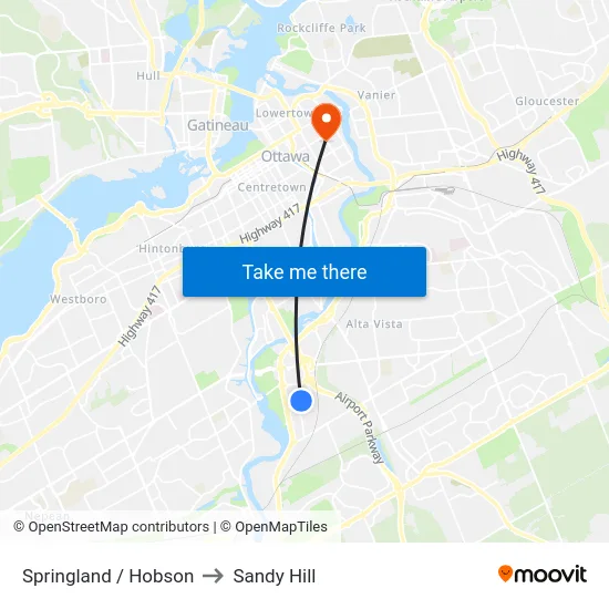 Springland / Hobson to Sandy Hill map