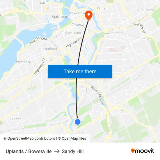 Uplands / Bowesville to Sandy Hill map