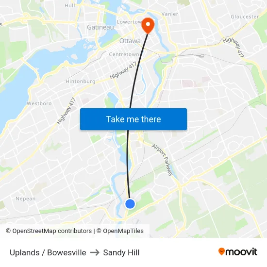 Uplands / Bowesville to Sandy Hill map