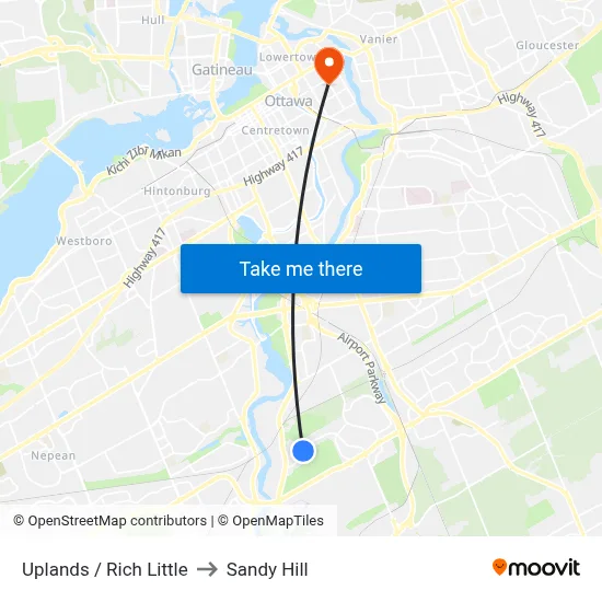 Uplands / Rich Little to Sandy Hill map