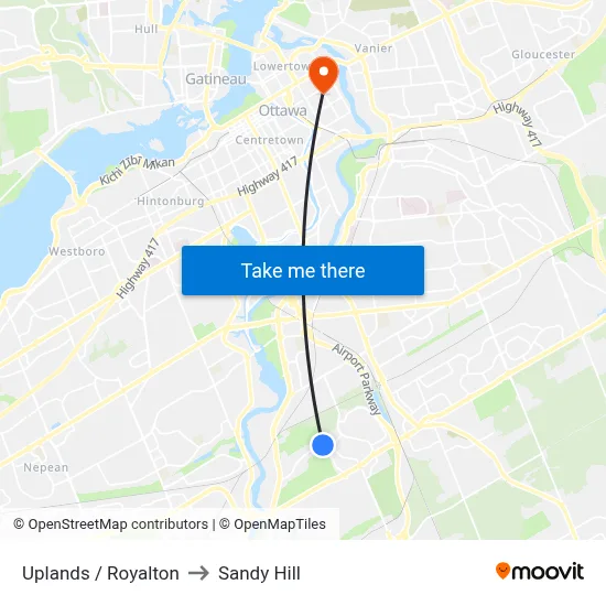 Uplands / Royalton to Sandy Hill map