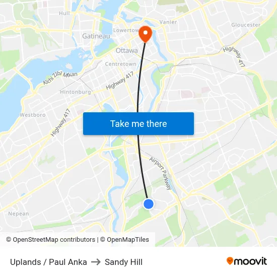 Uplands / Paul Anka to Sandy Hill map