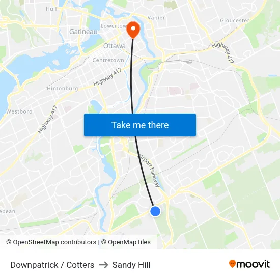 Downpatrick / Cotters to Sandy Hill map