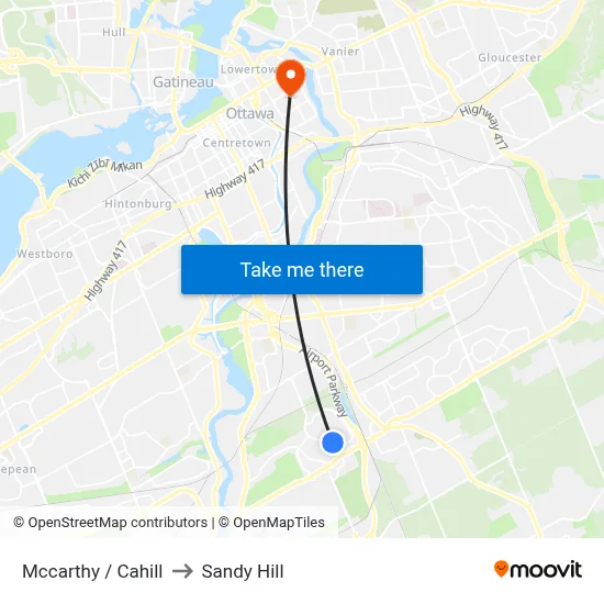 Mccarthy / Cahill to Sandy Hill map