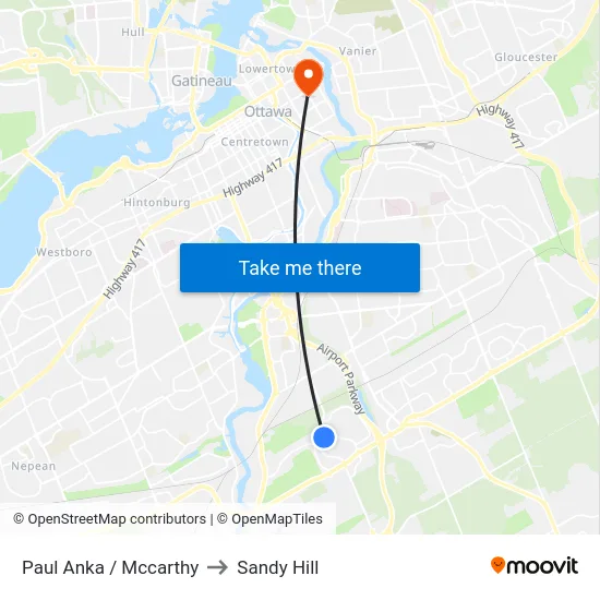Paul Anka / Mccarthy to Sandy Hill map