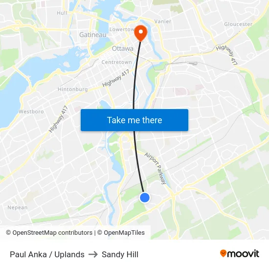 Paul Anka / Uplands to Sandy Hill map