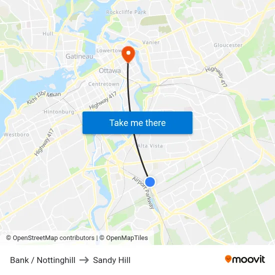 Bank / Nottinghill to Sandy Hill map
