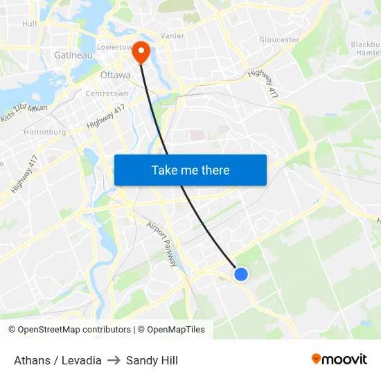 Athans / Levadia to Sandy Hill map