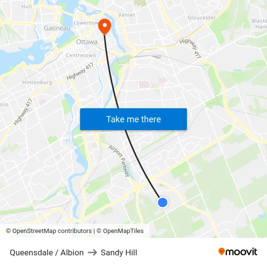 Queensdale / Albion to Sandy Hill map