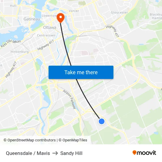 Queensdale / Mavis to Sandy Hill map