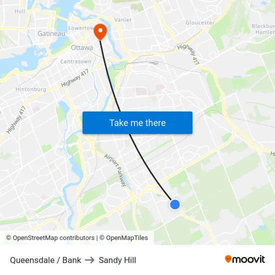 Queensdale / Bank to Sandy Hill map