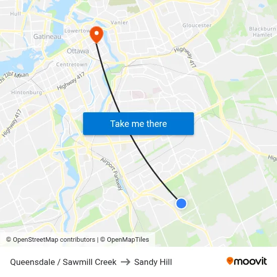 Queensdale / Sawmill Creek to Sandy Hill map