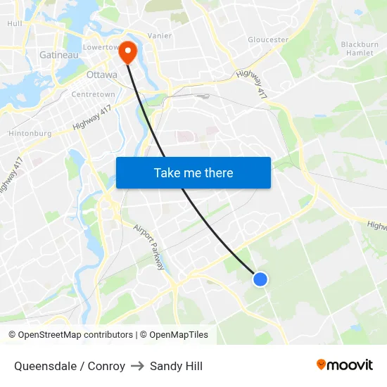 Queensdale / Conroy to Sandy Hill map