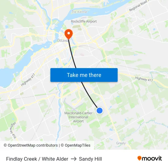 Findlay Creek / White Alder to Sandy Hill map