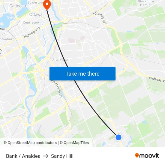 Bank / Analdea to Sandy Hill map