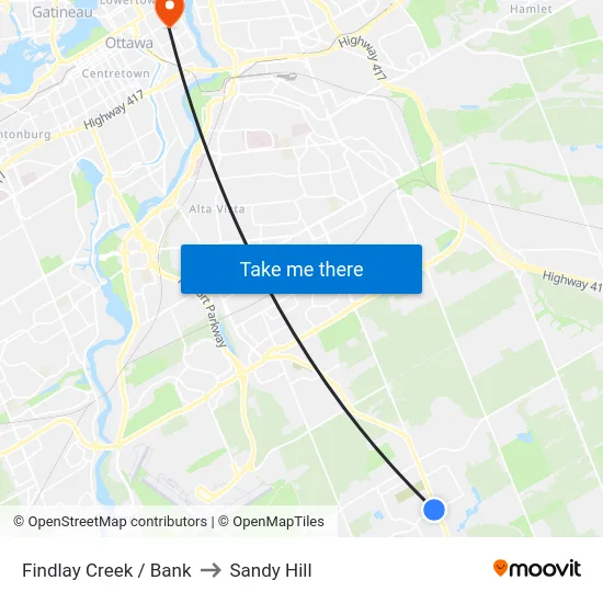 Findlay Creek / Bank to Sandy Hill map