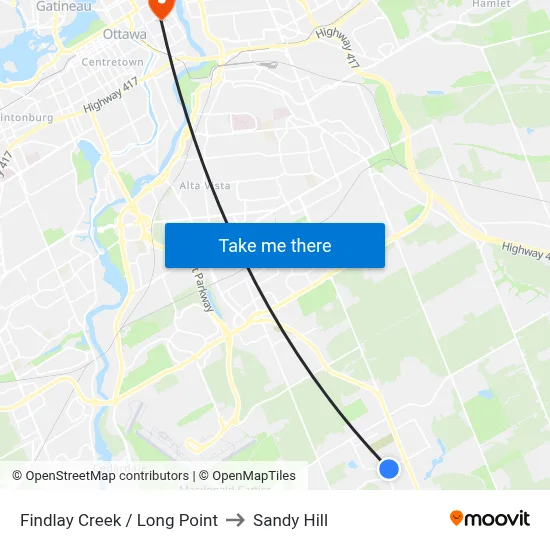 Findlay Creek / Long Point to Sandy Hill map