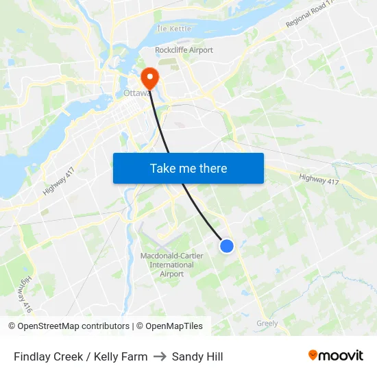 Findlay Creek / Kelly Farm to Sandy Hill map