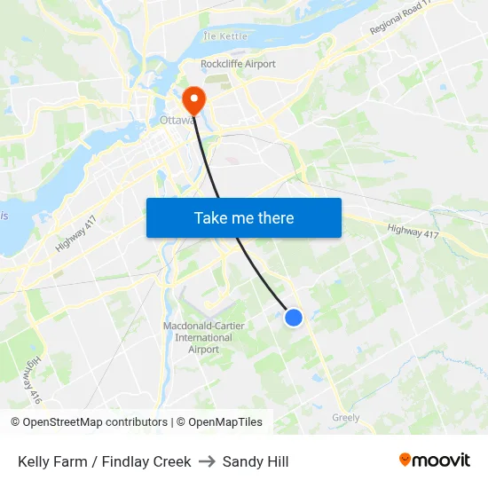 Kelly Farm / Findlay Creek to Sandy Hill map