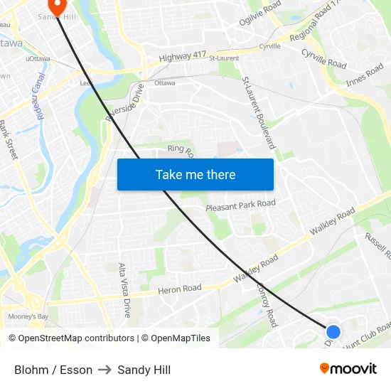 Blohm / Esson to Sandy Hill map