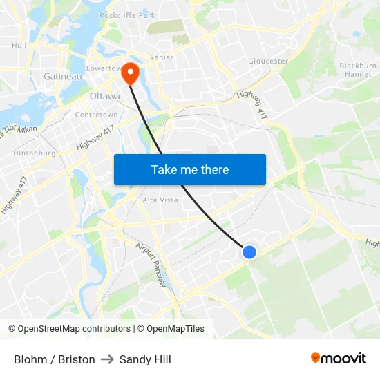 Blohm / Briston to Sandy Hill map