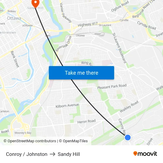 Conroy / Johnston to Sandy Hill map