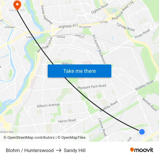 Blohm / Hunterswood to Sandy Hill map