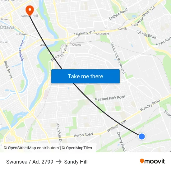 Swansea / Ad. 2799 to Sandy Hill map