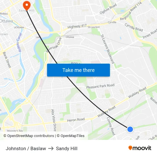 Johnston / Baslaw to Sandy Hill map
