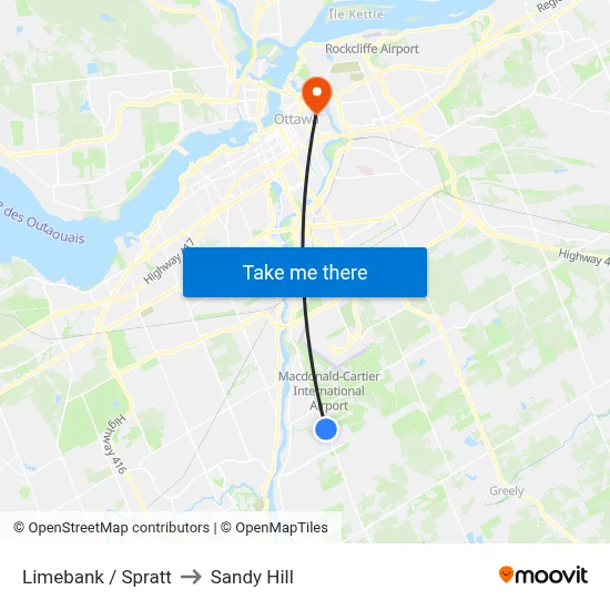 Limebank / Spratt to Sandy Hill map