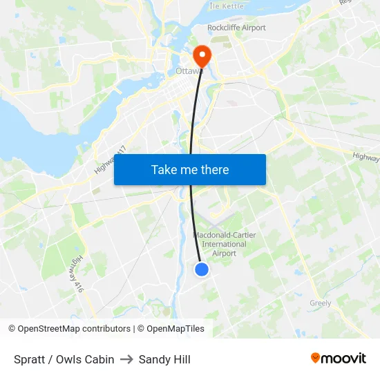 Spratt / Owls Cabin to Sandy Hill map