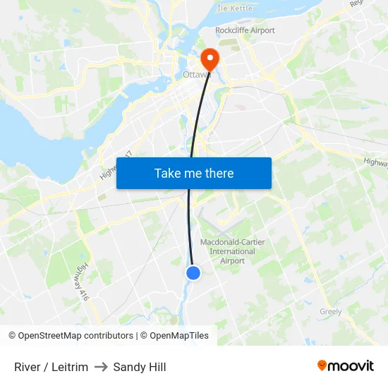 River / Leitrim to Sandy Hill map