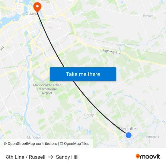8th Line / Russell to Sandy Hill map