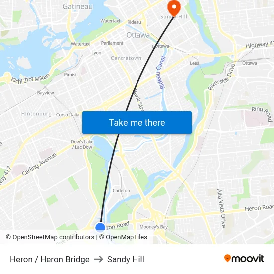 Heron / Heron Bridge to Sandy Hill map