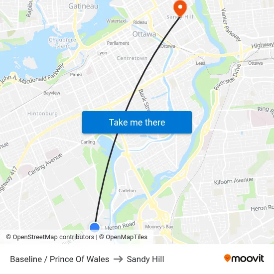 Baseline / Prince Of Wales to Sandy Hill map