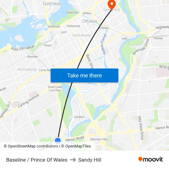 Baseline / Prince Of Wales to Sandy Hill map