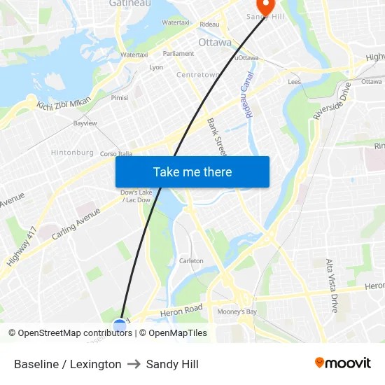 Baseline / Lexington to Sandy Hill map