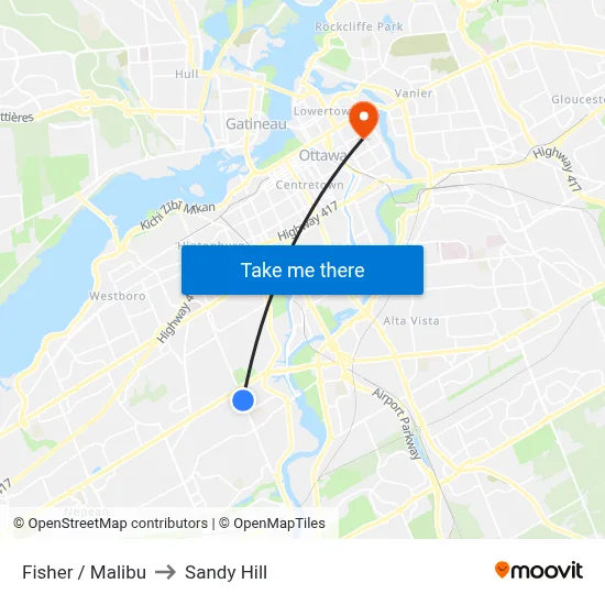 Fisher / Malibu to Sandy Hill map