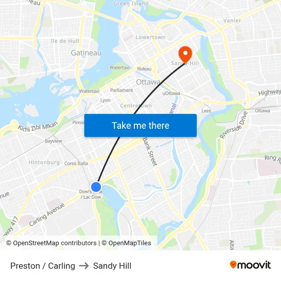 Preston / Carling to Sandy Hill map