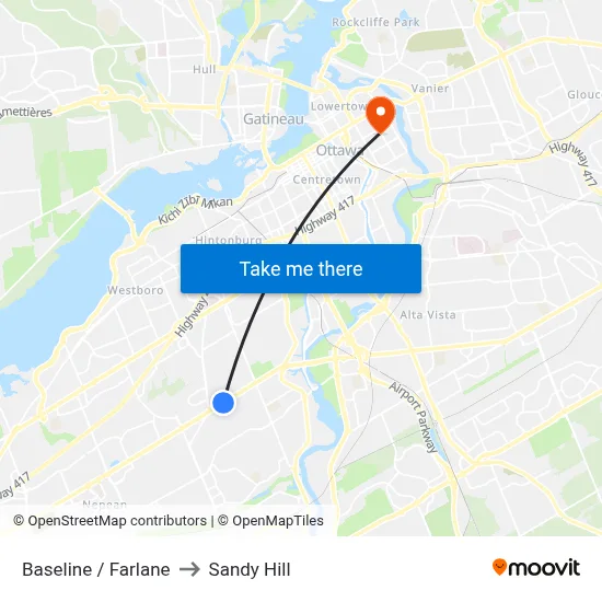 Baseline / Farlane to Sandy Hill map