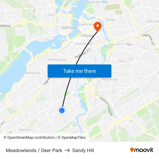 Meadowlands / Deer Park to Sandy Hill map