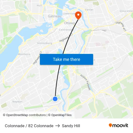 Colonnade / 82 Colonnade to Sandy Hill map