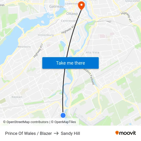Prince Of Wales / Blazer to Sandy Hill map