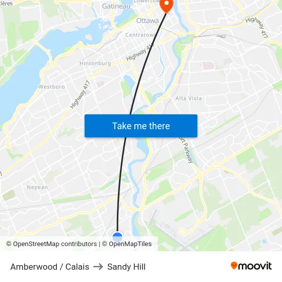 Amberwood / Calais to Sandy Hill map