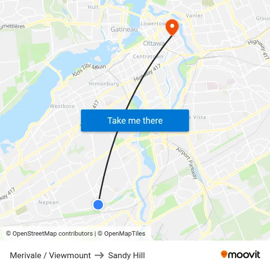 Merivale / Viewmount to Sandy Hill map