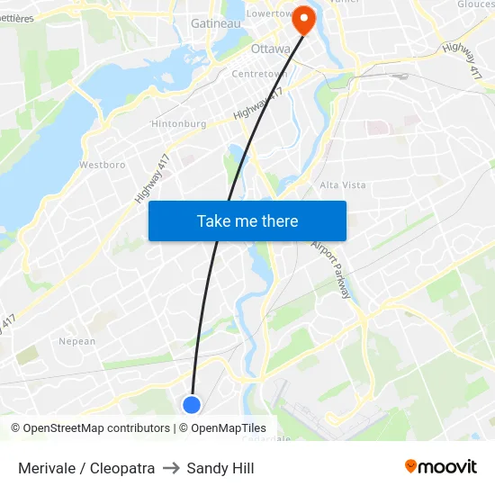 Merivale / Cleopatra to Sandy Hill map
